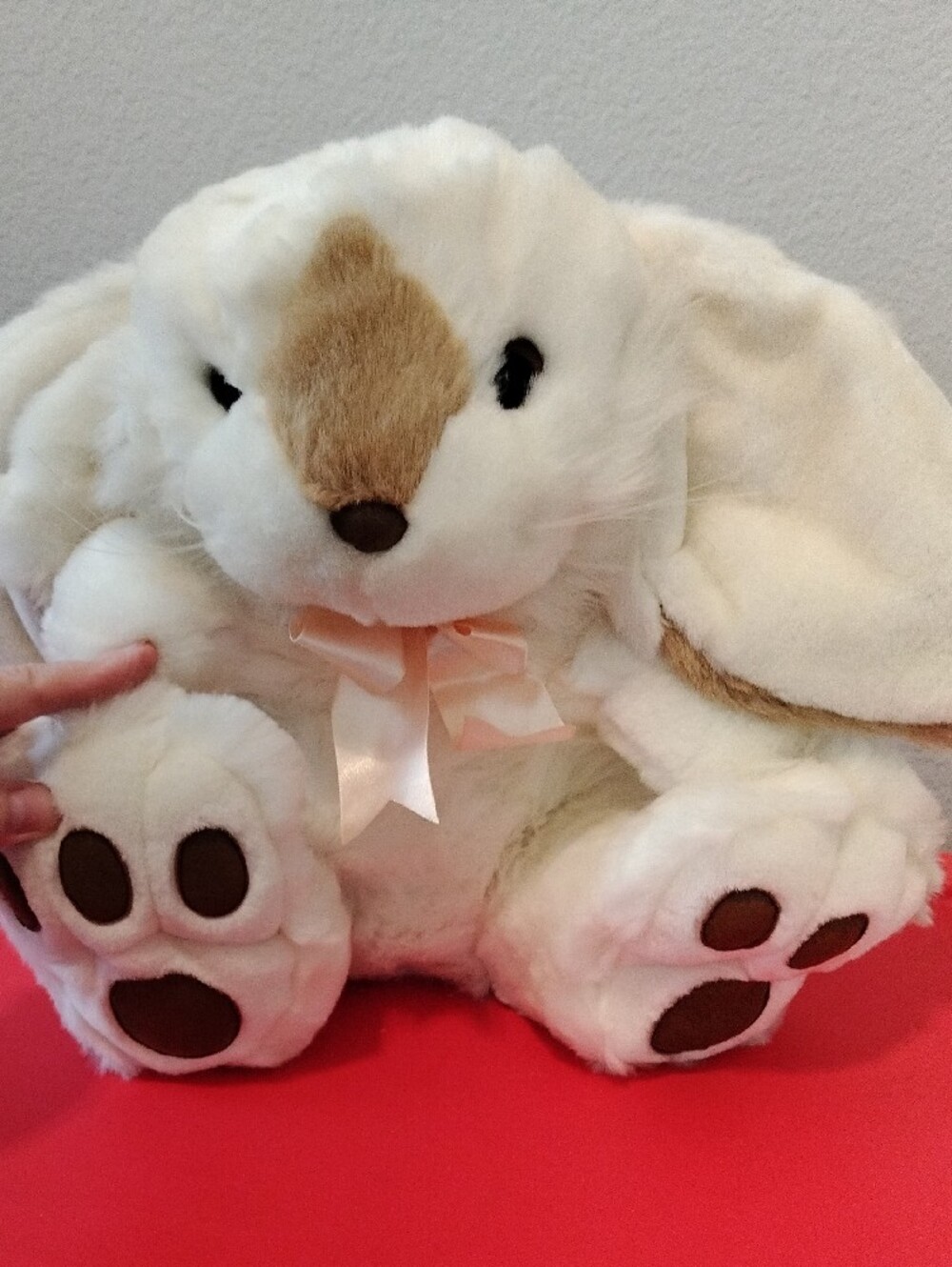 Large Plush White and Tan Bunny Stuffed Animal